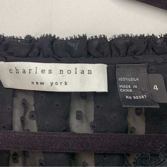 Charles Nolan Sheer Polka-Dot Silk Blouse, size 4 - Picture 2 of 10